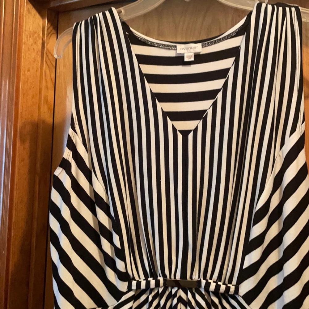 Black/white long striped dress by Avenue